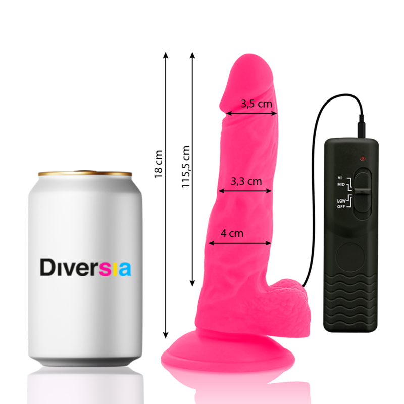 Dildo vibrator flexibil Diversia roz cu telecomandă – 18 cm [2]