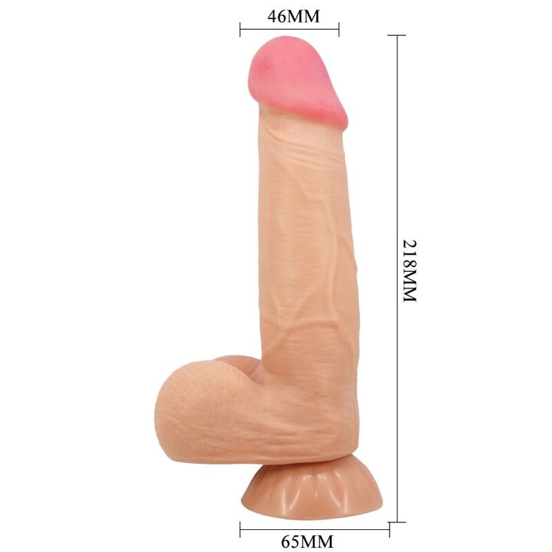 Dildo vibrator realist Sliding Skin cu piele mobilă, telecomandă cu fir și ventuză, TPR, 21,8 cm [4]