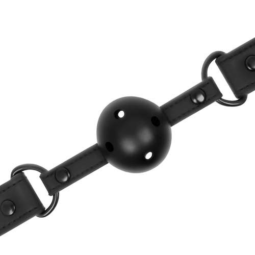 Gag BDSM FETISH SUBMISSIVE bilă perforată și curea piele vegană [6]