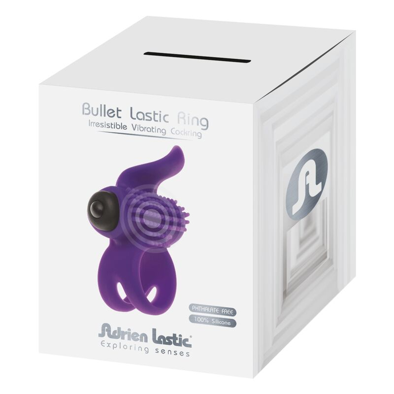 Inel Vibrator Bullet Lastic Adrien Lastic, Silicon Medical, 10 Moduri de Vibratie, Bullet Detasabil, Waterproof, Reincarcabil USB, Violet [4]