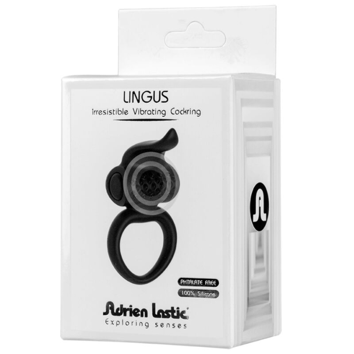 Inel vibrator pentru cupluri Adrien Lastic Lingus Black, stimulare clitoridiana si peniana, silicon, 7x2.7cm [3]