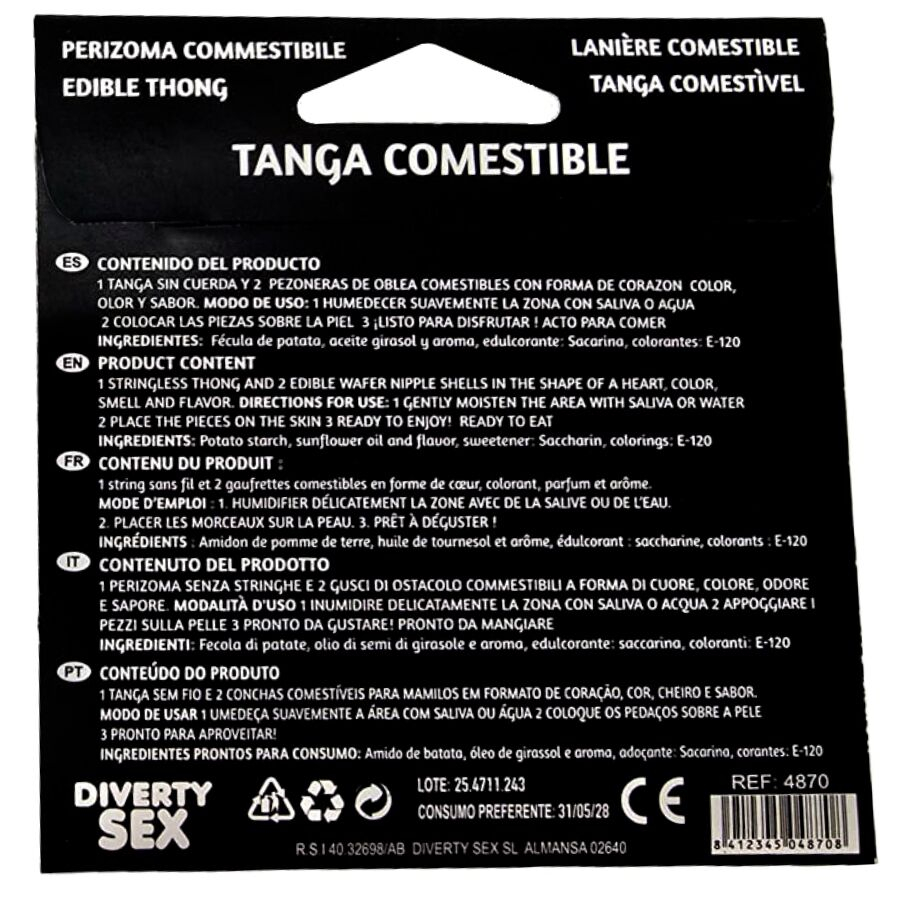 Lenjerie comestibila HOTFLOWERS pentru femei, tanga + 2 accesorii pentru mameloane, aroma vanilie, marime universala [2]