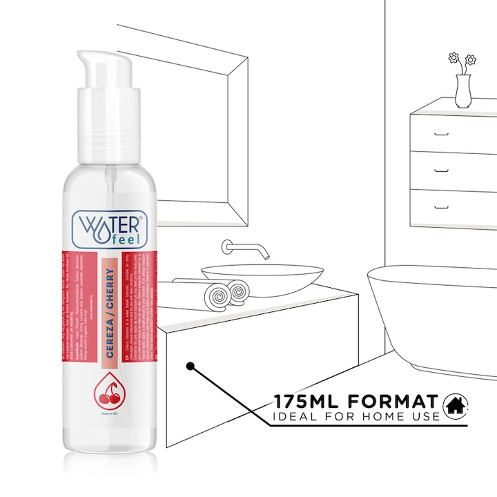 Lubrifiant cu aroma de Cirese , Waterfeel, 175 ml, bazat pe apa, capac cu inchidere, usor de curatat [5]