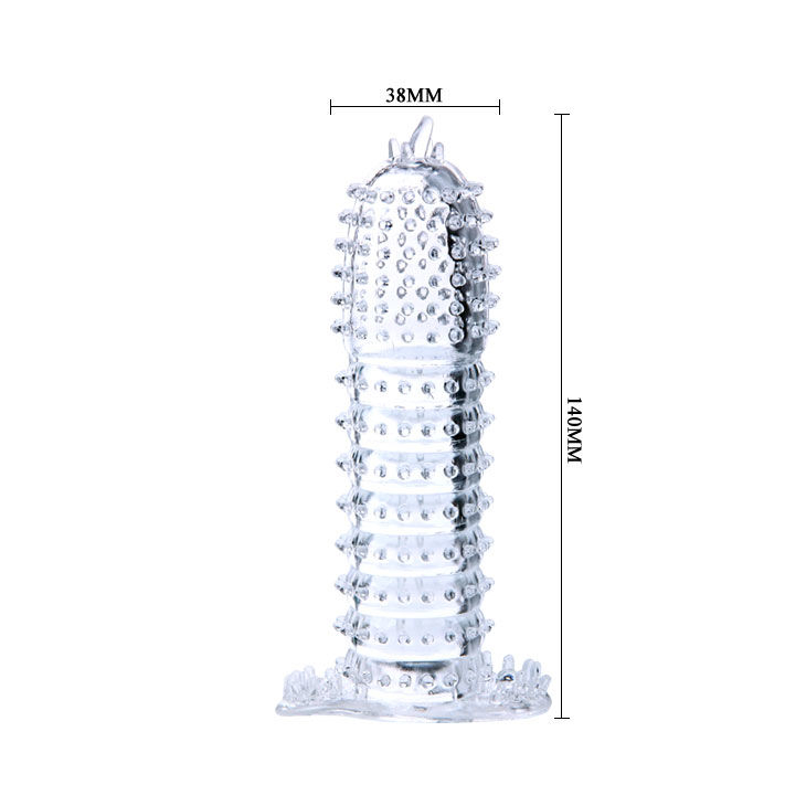 Manșon extensie pentru penis Baile, transparent, cu striații și puncte stimulatoare, 14 cm [4]