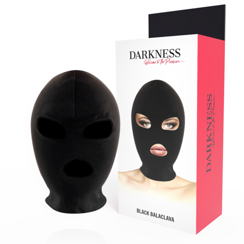 Mască BDSM DARKNESS neagră cu deschideri pentru ochi și gură [2]