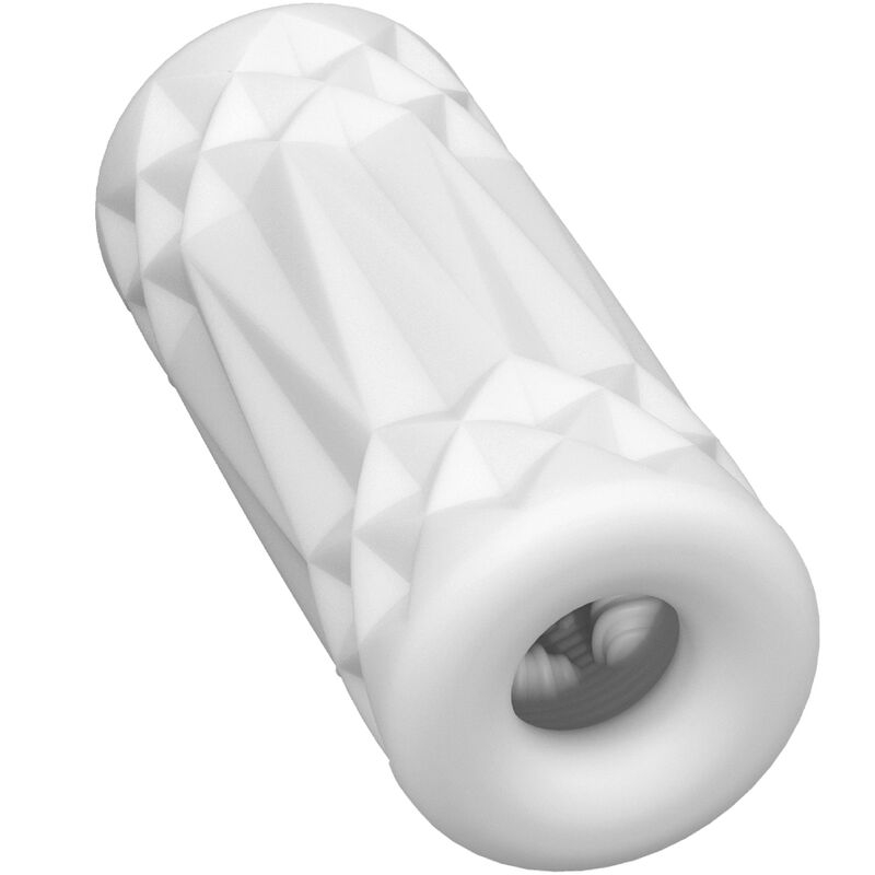 Masturbator masculin compact Can Model 1 cu interior elastic și intens texturat, TPR moale, recipient discret, 11 cm, alb [2]