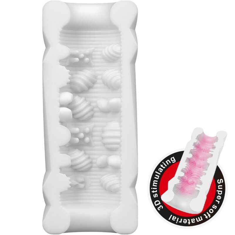 Masturbator masculin compact Can Model 1 cu interior elastic și intens texturat, TPR moale, recipient discret, 11 cm, alb [5]