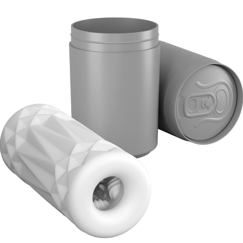 Masturbator masculin compact Can Model 1 cu interior elastic și intens texturat, TPR moale, recipient discret, 11 cm, alb [4]