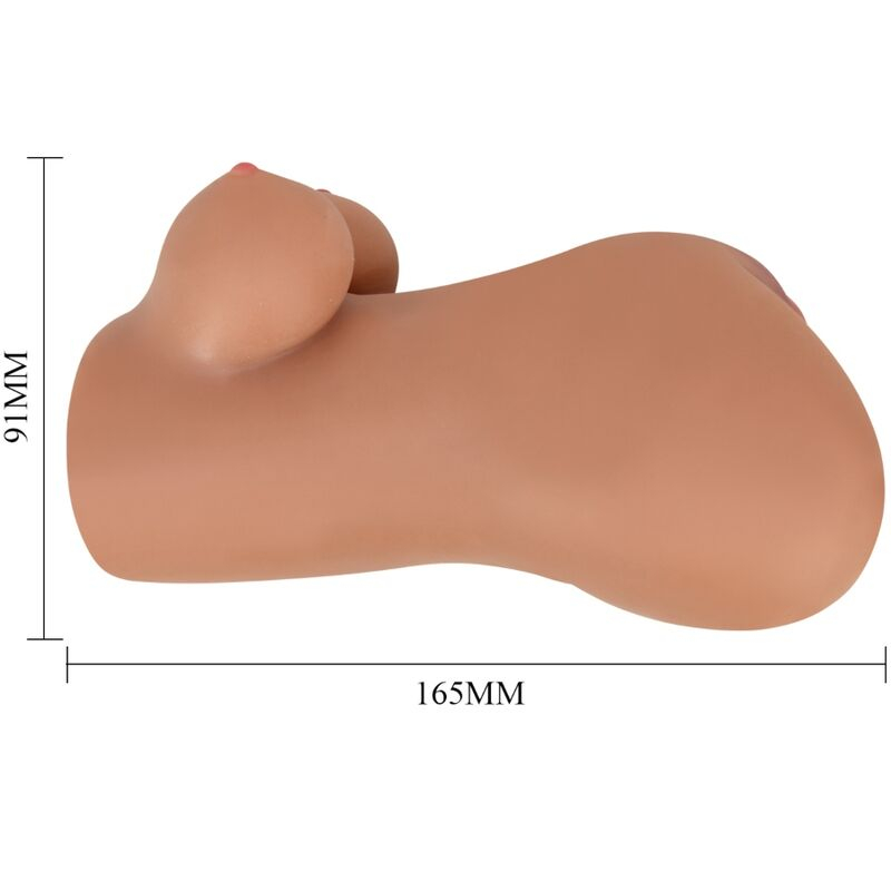 Masturbator realist 2 în 1 cu vagin și anus, două canale texturate Hannah Double, 16,5 cm [4]