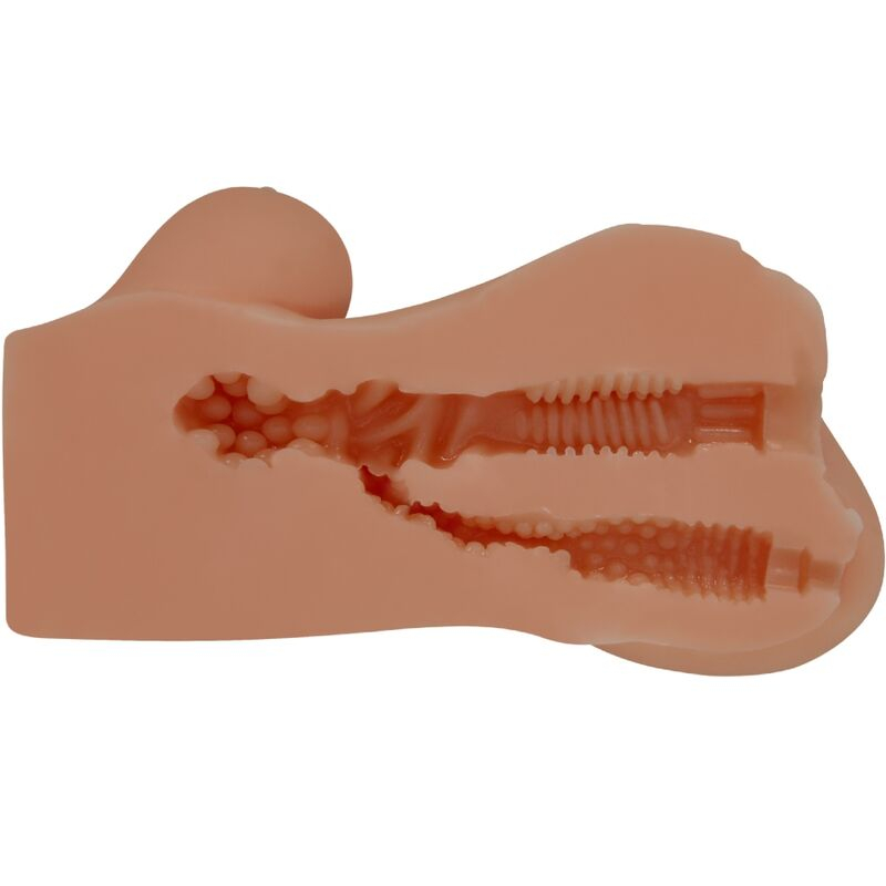 Masturbator realist 2 în 1 cu vagin și anus, două canale texturate Hannah Double, 16,5 cm [3]