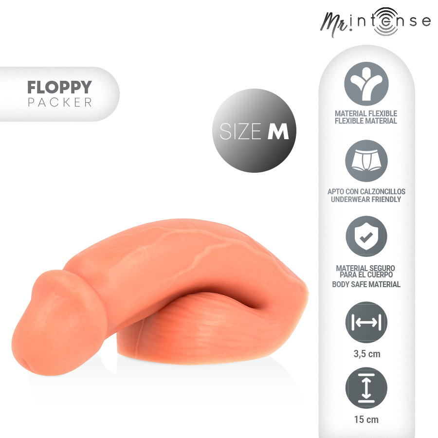 Packer realist, Intense, Floppy Size M, silicon moale, natural, rezistent la apă, 150x35mm [4]