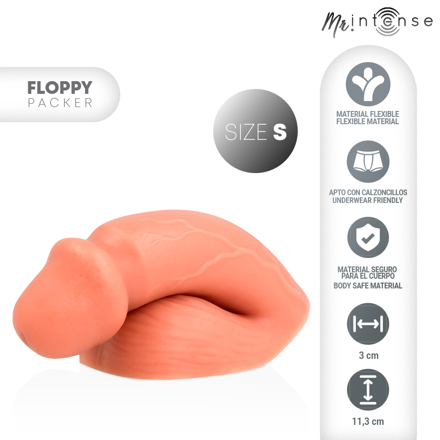 Packer realist Mr. Intense Floppy Size S, silicon moale, rezistent la apa, natural, 113x82mm [2]