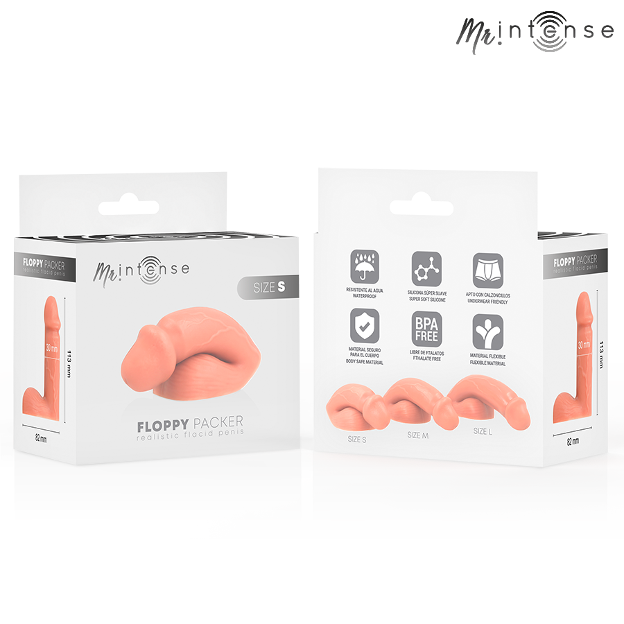 Packer realist Mr. Intense Floppy Size S, silicon moale, rezistent la apa, natural, 113x82mm [6]