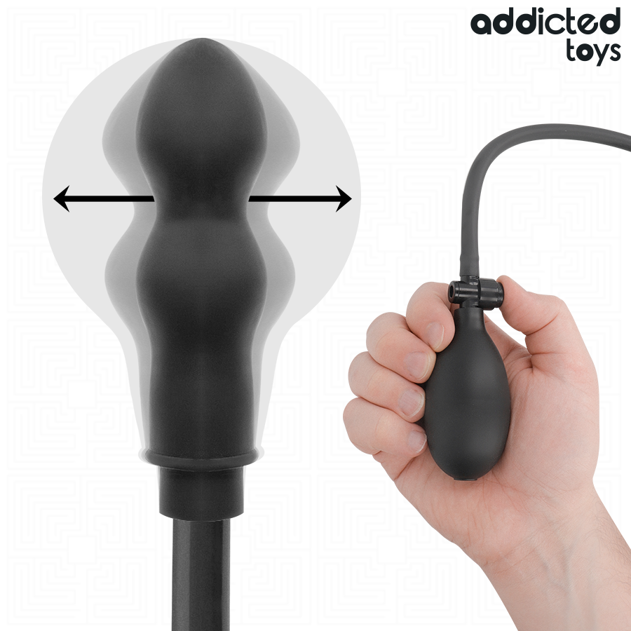 Plug Anal Dublu Gonflabil Addicted Toys Model 1, Silicon Medical, Expansiune Ajustabila, Pompa Manuala, Negru [2]