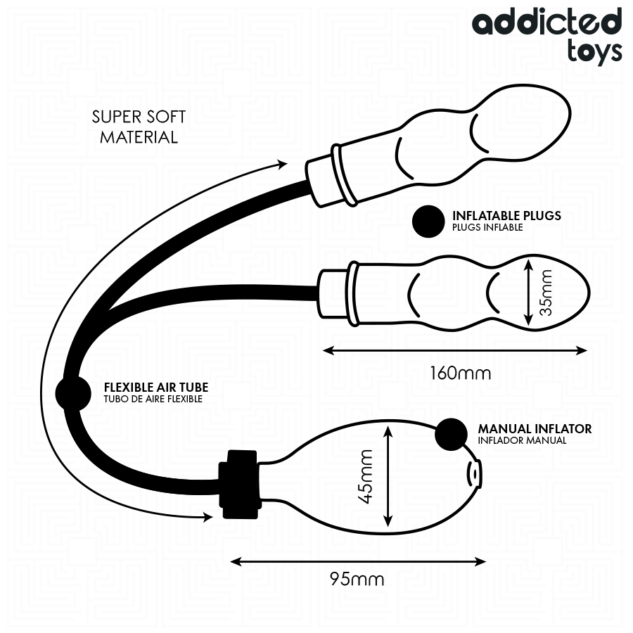 Plug Anal Dublu Gonflabil Addicted Toys Model 1, Silicon Medical, Expansiune Ajustabila, Pompa Manuala, Negru [6]