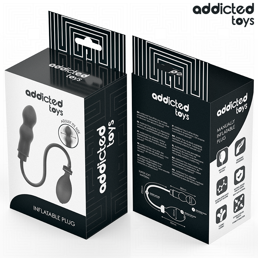 Plug Anal Gonflabil Addicted Toys Model 1, Silicon Medical, Dimensiune Ajustabila prin Pompare, Negru [7]