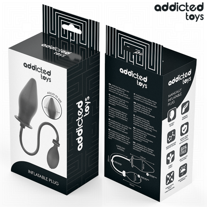 Plug Anal Gonflabil Addicted Toys Model 2, Silicon Medical, Expansiune Ajustabila, Design Alungit, Negru [7]