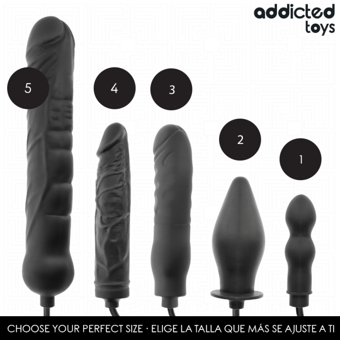 Plug Anal Gonflabil Addicted Toys Model 2, Silicon Medical, Expansiune Ajustabila, Design Alungit, Negru [3]