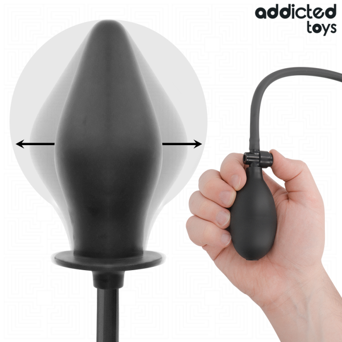 Plug Anal Gonflabil Addicted Toys Model 2, Silicon Medical, Expansiune Ajustabila, Design Alungit, Negru [2]