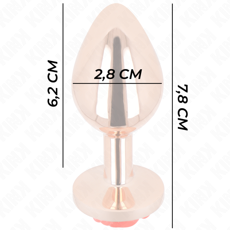 Plug Anal KINK Red Rose S din Metal, Roz-Auriu cu Trandafir Roșu, 7,8 cm [4]