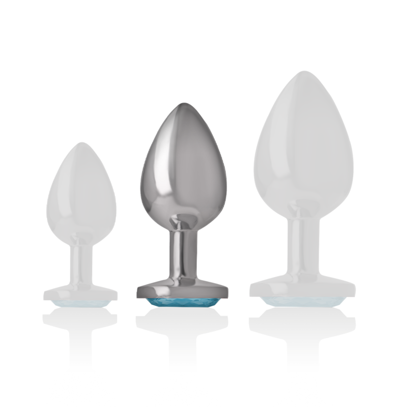 Plug anal metalic Intense cu cristal albastru – M [5]