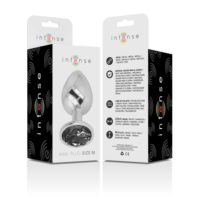 Plug anal metalic Intense cu cristal negru – M [6]