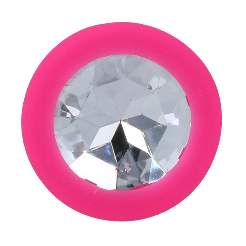 Plug anal pentru începători, mărimea S, silicon moale, bază cu cristal, 7,2 × 2,8 cm, roz fucsia [3]