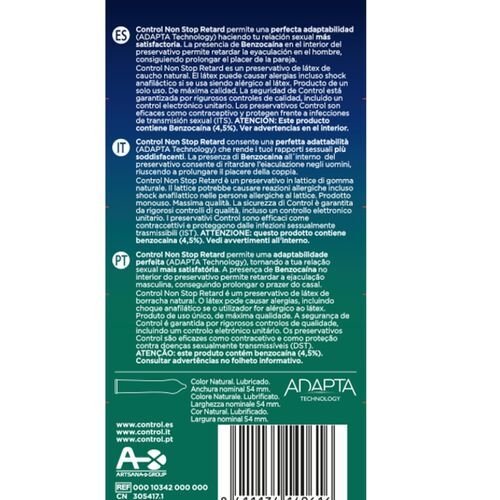 Prezervative Control Non Stop Retard cu Benzocaina, Efect Intarziere, Latex Natural, 12 Bucati, 54 mm [2]