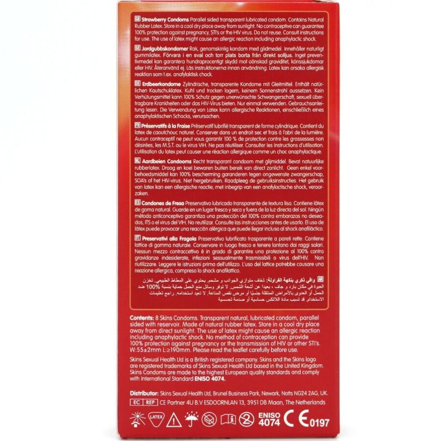 Prezervative SKINS Premium cu aromă de căpșuni – Ultra Subțiri, Lubrifiate, 8 bucăți [4]