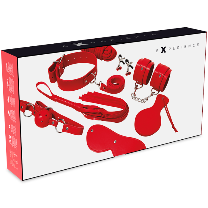 Set BDSM Experience, 8 piese, piele ecologica, rosu [2]
