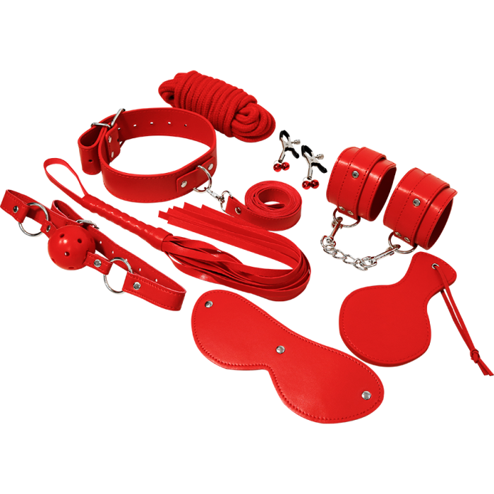 Set BDSM Experience, 8 piese, piele ecologica, rosu [3]