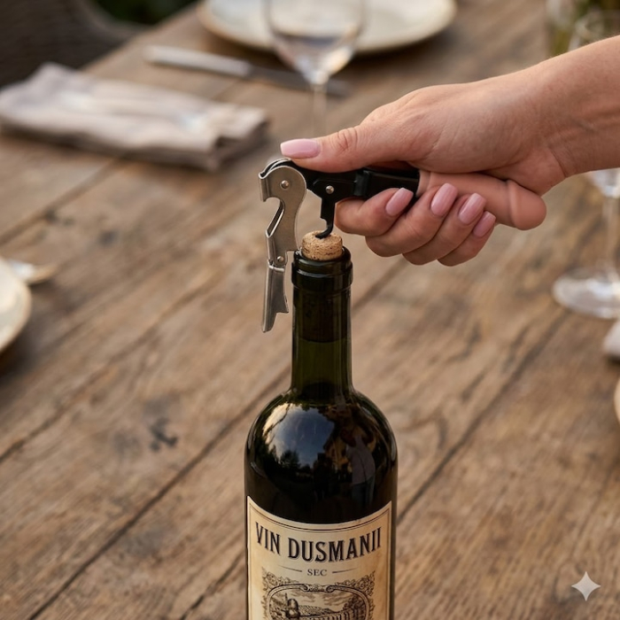 Tirbuson pentru Vin in Forma de Penis, Diablo Picante, Design Ergonomic, Accesorii Petrecerea Burlacitelor, Bej [2]