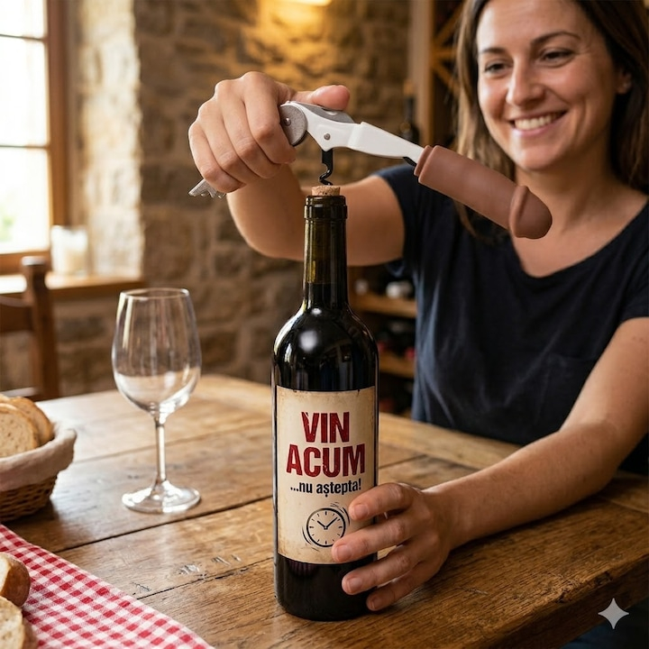 Tirbuson pentru Vin in Forma de Penis, Diablo Picante, Design Ergonomic, Accesorii Petreceri si Cadouri Amuzante, Maro Inchis [2]