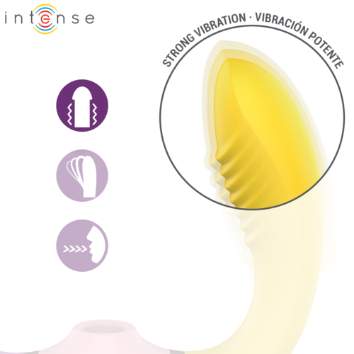 Vibrator 3-in-1 Intense Willow, 2 Motoare Independente, Suctiune si Vibratie, Punct G si Clitoris, 10 Functii, Silicon Medical, Galben/Violet Gradient [5]