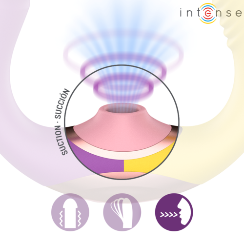 Vibrator 3-in-1 Intense Willow, 2 Motoare Independente, Suctiune si Vibratie, Punct G si Clitoris, 10 Functii, Silicon Medical, Galben/Violet Gradient [3]