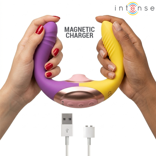 Vibrator 3-in-1 Intense Willow, 2 Motoare Independente, Suctiune si Vibratie, Punct G si Clitoris, 10 Functii, Silicon Medical, Galben/Violet Gradient [7]