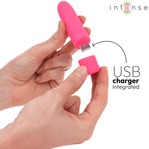 Vibrator Bullet Intense Symone Roz 10 cm – USB Reincarcabil, 8 Vibratii, Stimulator Clitoridian Discret [5]