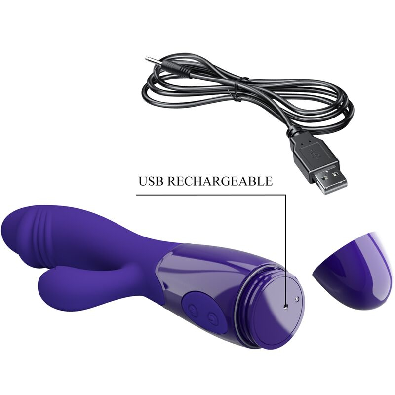 Vibrator dublu Snappy Youth pentru punctul G și stimulare clitoridiană, 30 moduri, USB, silicon violet [4]
