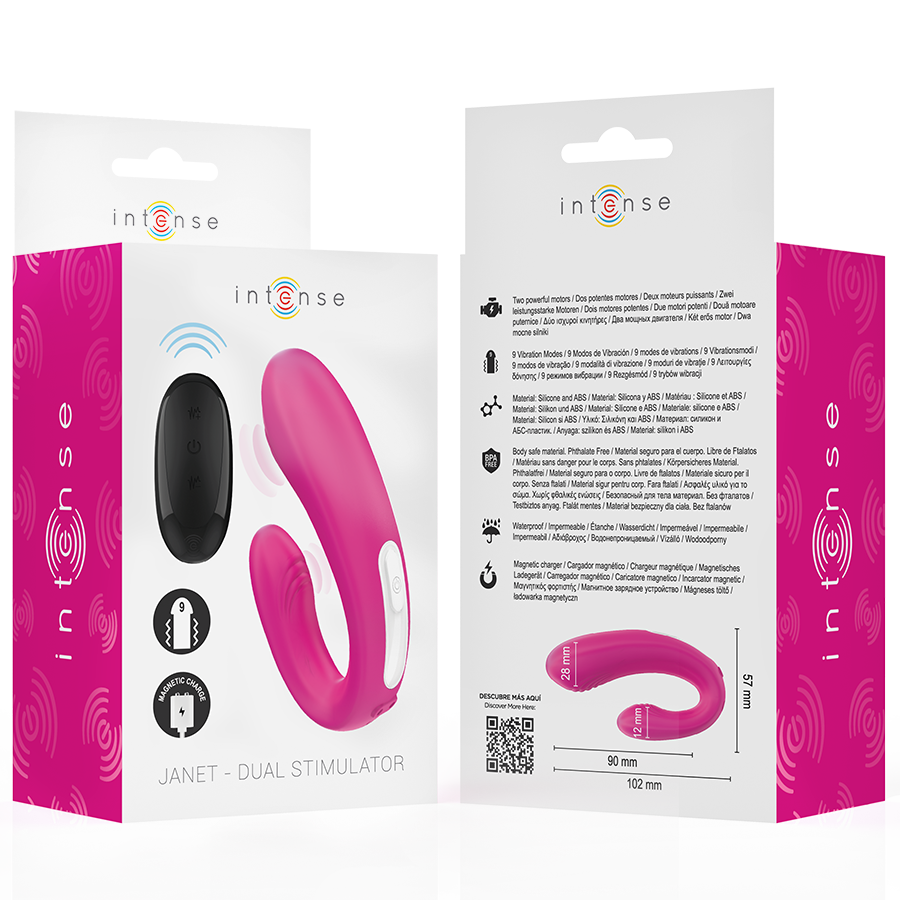 Vibrator Janet în Formă de U pentru Stimulare Internă și Clitoridiană, 2 Motoare, Roz [8]