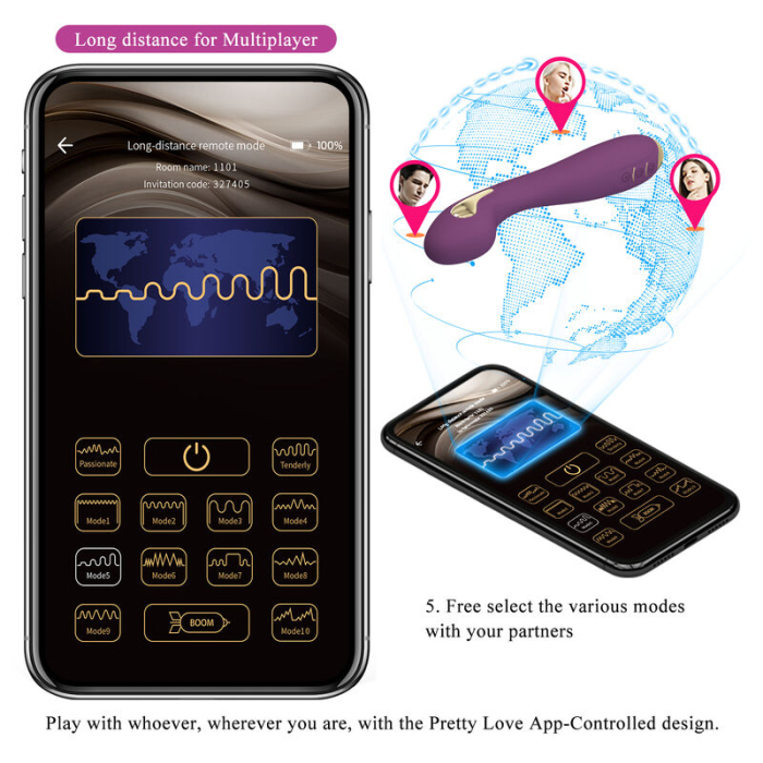 Vibrator Pretty Love Hector, 12 functii de vibratie, 5 functii de electro-stimulare, control prin aplicatie, silicon moale [12]