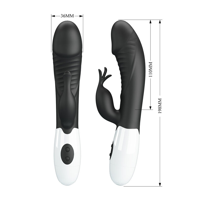 Vibrator Rabbit cu stimulare simultană pentru punctul G și clitoris, 30 funcții, Rasmussen, negru [7]