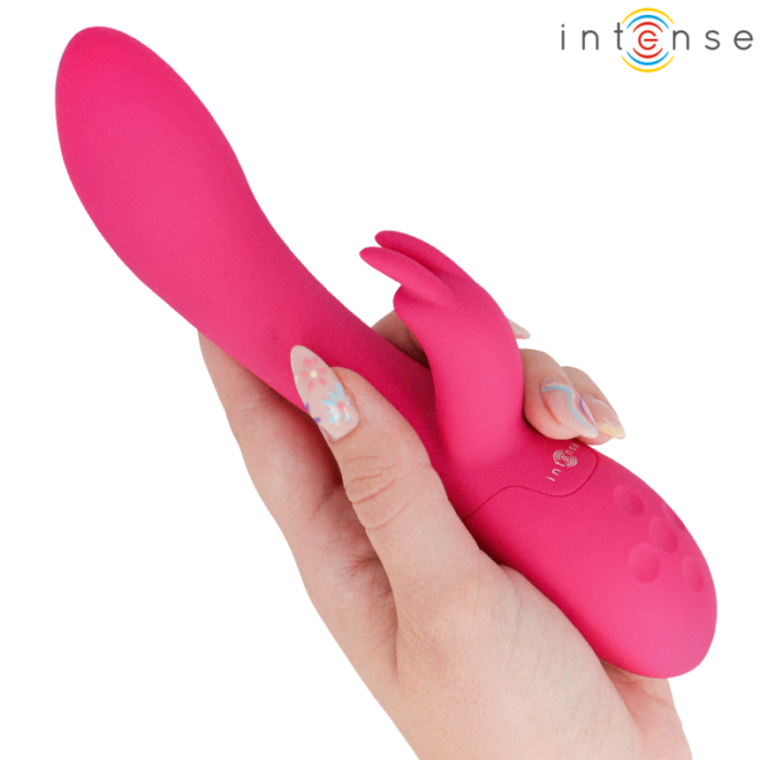 Vibrator Rabbit Intense Tammy, Silicon Medical, Functie de Incalzire, Stimulare Duala G-Spot si Clitoris, 10 Moduri, Waterproof, Reincarcabil USB, Roz [4]