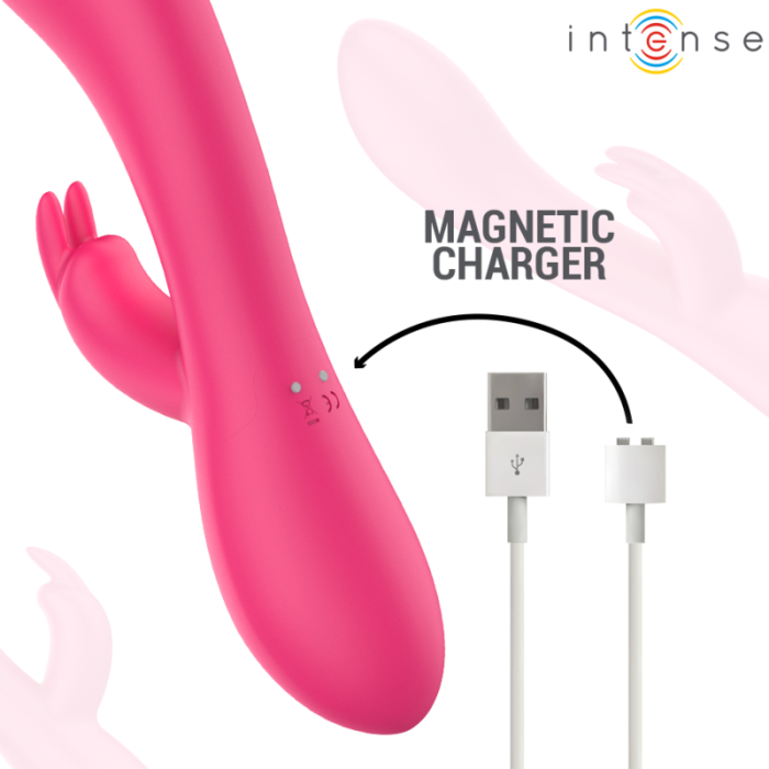 Vibrator Rabbit Intense Tammy, Silicon Medical, Functie de Incalzire, Stimulare Duala G-Spot si Clitoris, 10 Moduri, Waterproof, Reincarcabil USB, Roz [5]