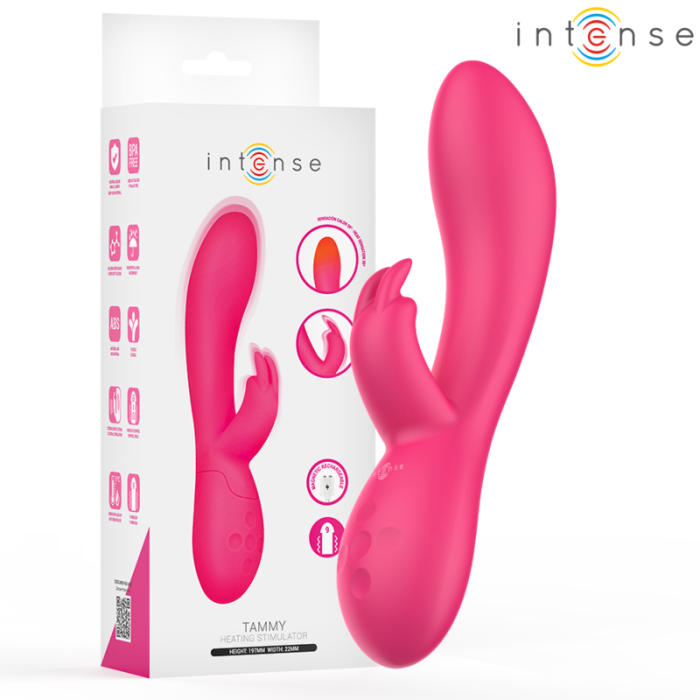 Vibrator Rabbit Intense Tammy, Silicon Medical, Functie de Incalzire, Stimulare Duala G-Spot si Clitoris, 10 Moduri, Waterproof, Reincarcabil USB, Roz [2]