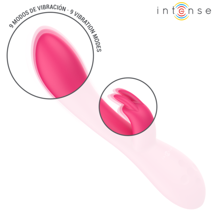 Vibrator Rabbit Intense Tammy, Silicon Medical, Functie de Incalzire, Stimulare Duala G-Spot si Clitoris, 10 Moduri, Waterproof, Reincarcabil USB, Roz [8]