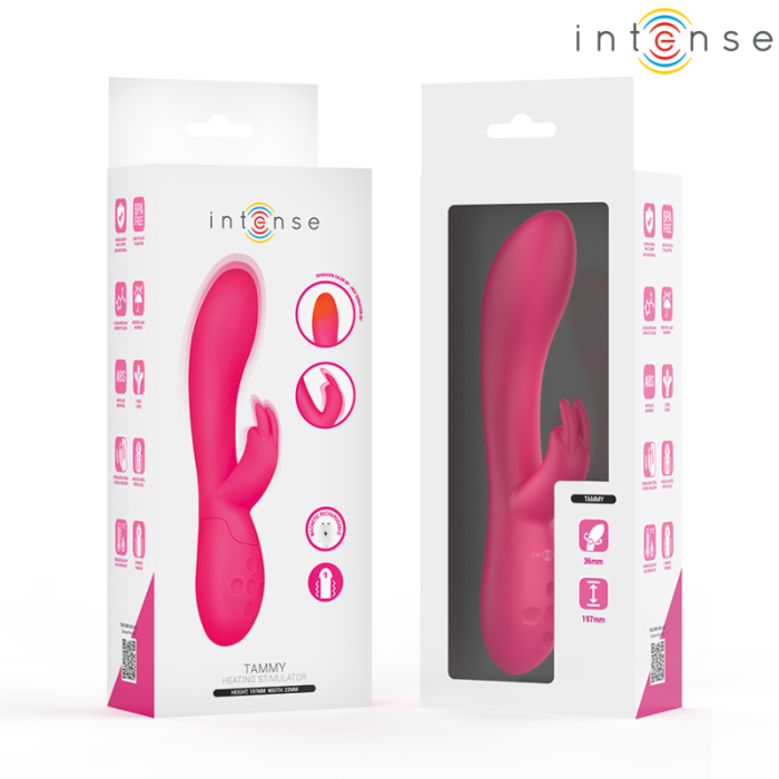 Vibrator Rabbit Intense Tammy, Silicon Medical, Functie de Incalzire, Stimulare Duala G-Spot si Clitoris, 10 Moduri, Waterproof, Reincarcabil USB, Roz [7]