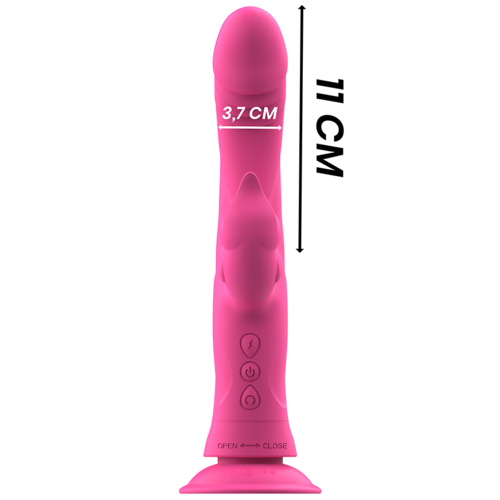 Vibrator Rabbit Julio pentru stimularea punctului G și a clitorisului, 2 motoare, ventuză, silicon roz, 11 cm [5]