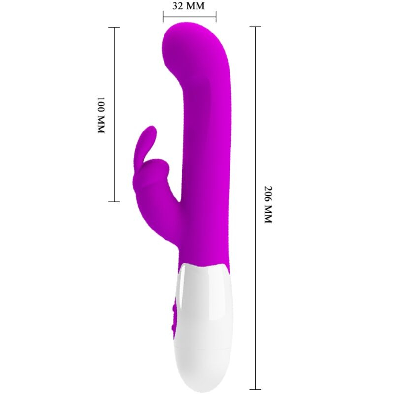 Vibrator Rabbit pentru stimulare internă și clitoridiană Centaur, 30 moduri de vibrație, silicon, mov, 20,5 cm [3]
