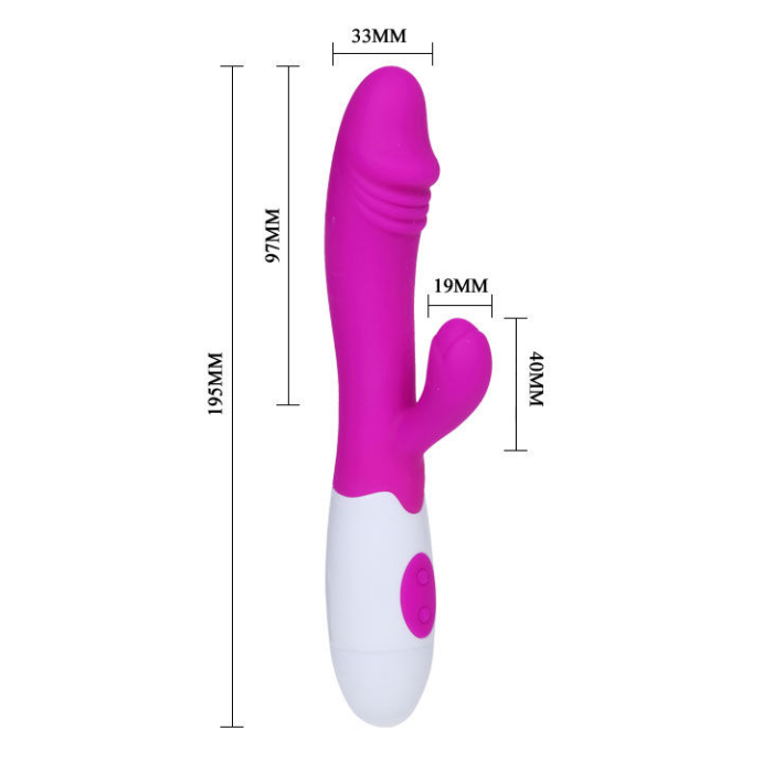 Vibrator rabbit Pretty Love Snappy, stimulare punct G si clitoris, 30 moduri vibratii, silicon ABS, 20 cm [4]