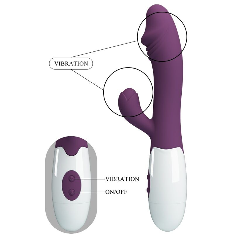 Vibrator rabbit Snappy pentru stimularea simultană a punctului G și clitorisului, 30 moduri, silicon, mov [9]